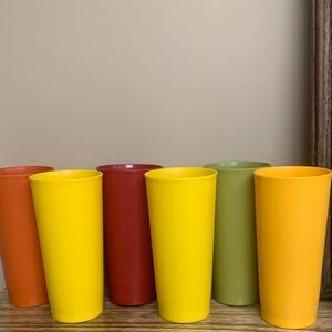 Vintage Tupperware  Set of Six Tall Tumblers-made in the USA